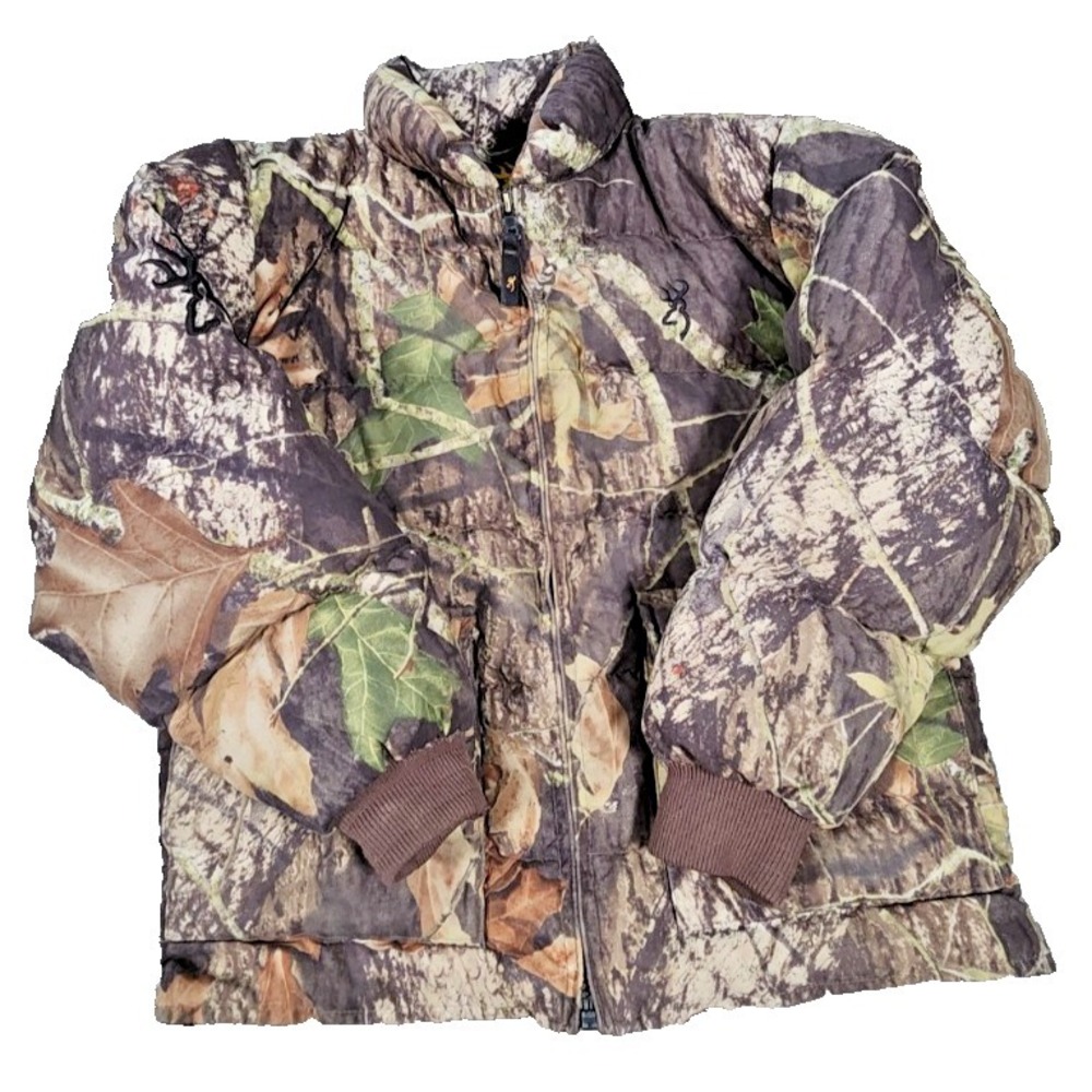 Browning Kids Mossy Oak Camo Goose Down Puffer Jacket Size Small 304-76514